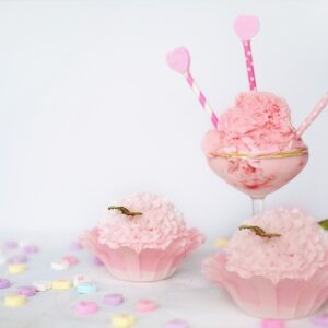 valentine's day, pink ice cream, hearts